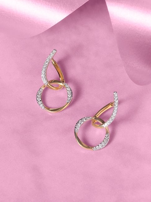 Mia by Tanishq Modern Elegance 18k Gold Diamond Hoop Earrings for Women