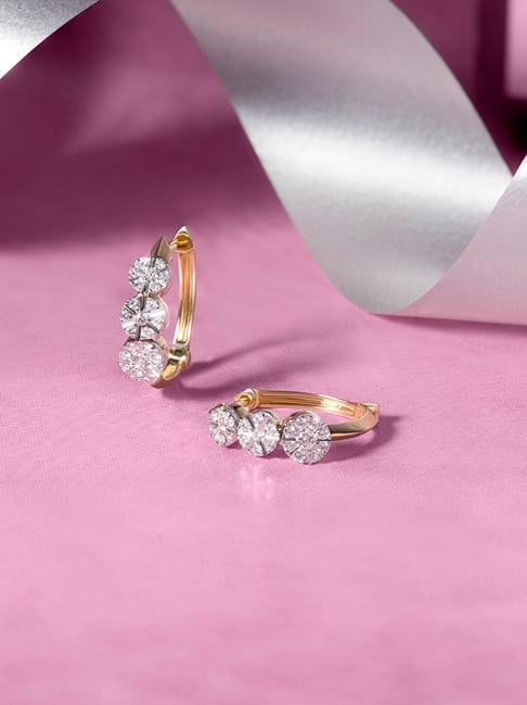 Mia by Tanishq Twist Elegance 14k Gold & Diamond Hoop Earrings for Women-picture-34