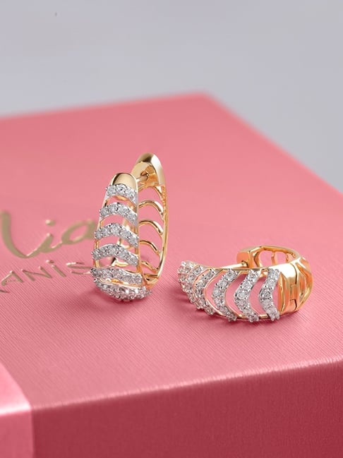Diamond Hoop Tanishq 18k Gold Earrings Buy Mia By Tanishq Disco