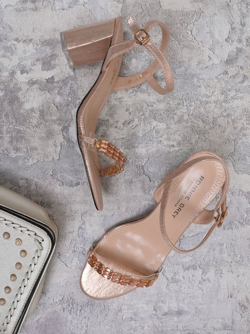Ronnie Grey Women's Rose Gold Ankle Strap Sandals-picture-28