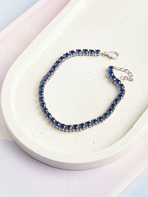 Deep Blue Bling Silver Bracelet for Womens 925 Silver - Main Image