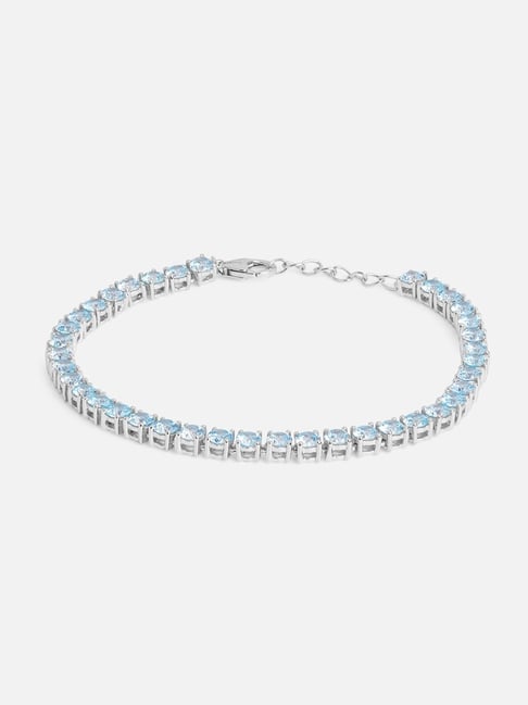 Fresh Blue Silver Bracelet for Womens 925 Silver