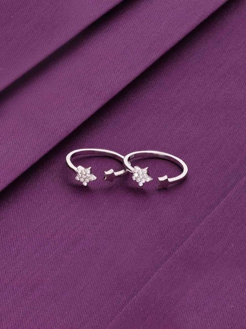 Kai Jewel Sterling Silver Zircon Studded Star Toe Ring-picture-34