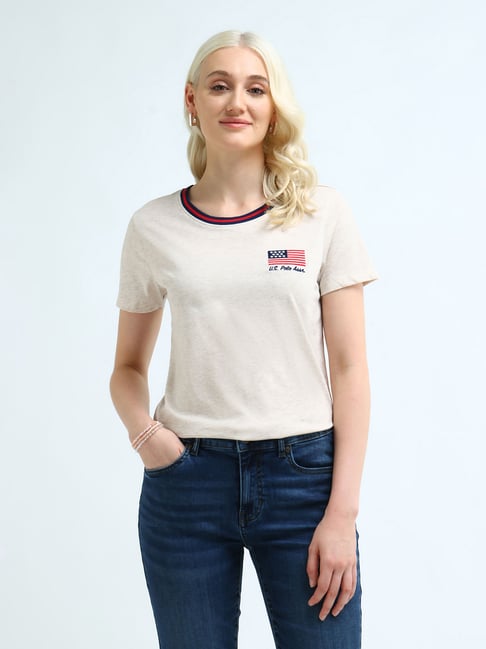U.S. Polo Assn. Grey Cotton Graphic Print T-Shirt