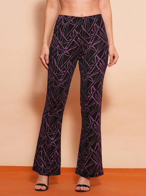 Globus Purple & Black Textured Treggings-picture-24