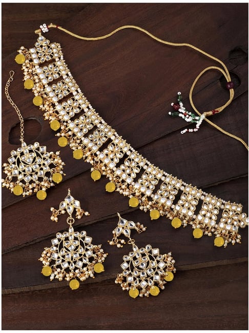 Kundan Earrings Set Tikka Set Online Meenakari Kundan Necklace Set