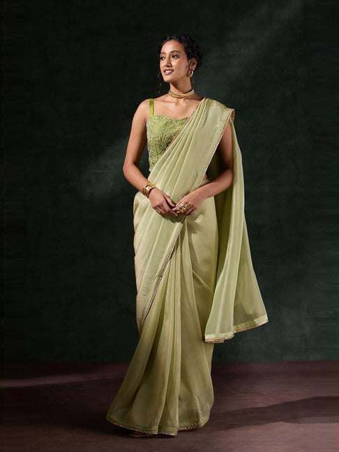 Taneira Green Woven Saree With Unstitched Blouse-picture-28