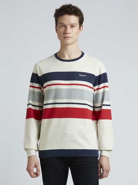 Pepe Jeans White Regular Fit Striped Sweatshirt-picture-17