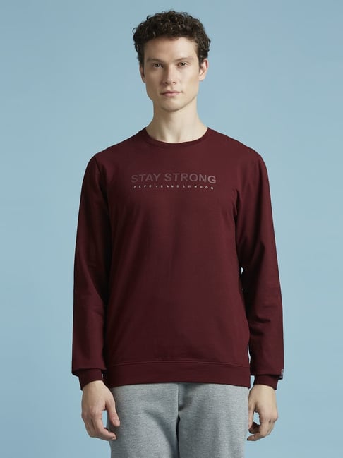 Pepe Jeans Burgundy Cotton Regular Fit Printed Sweatshirt-picture-19