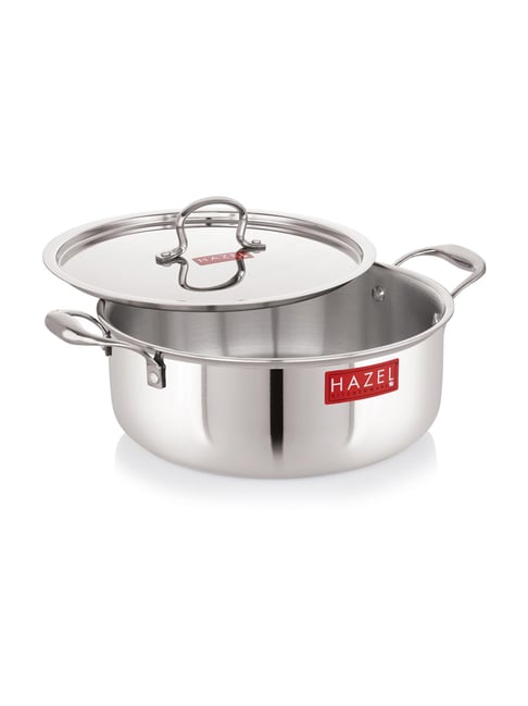 HAZEL Triply Stainless Steel Induction Bottom Casserole Pot with Handle & Lid 4 L (Silver, 26.3 cm)