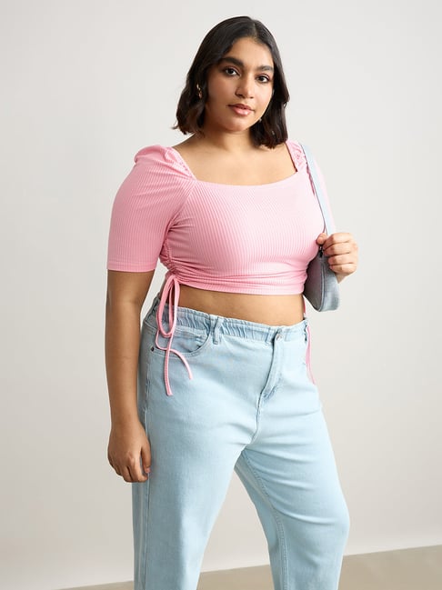 Ruched pink top online