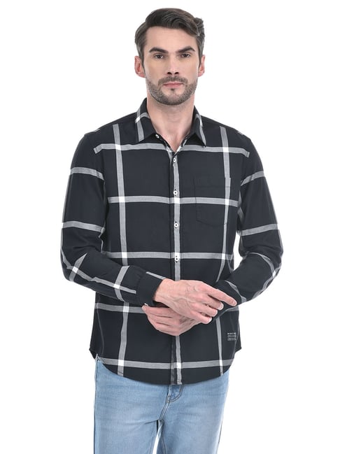 Numero Uno Black Cotton Slim Fit Checks Shirt-picture-29