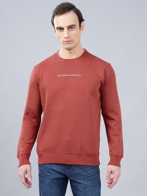 Cantabil Orange Fleece Regular Fit Sweatshirt
