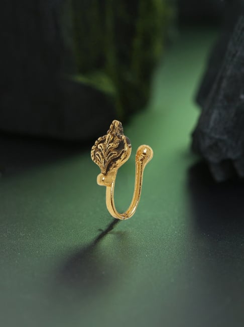 OOMPH Antique Gold Stones & Pearls Floral Ethnic Nosering