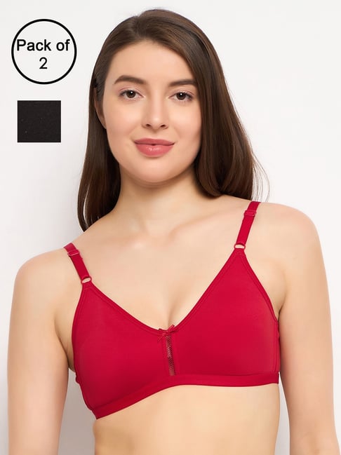 Clovia Red & Black Full Coverage Everyday Bra (Pack Of 2)-picture-34