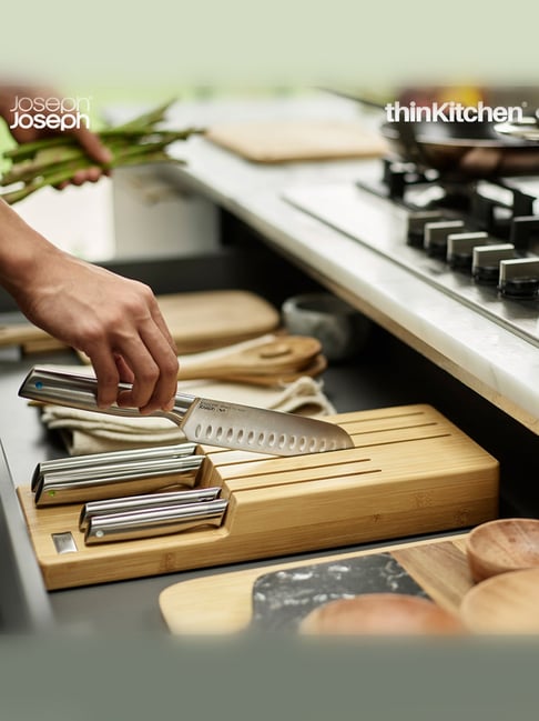 Joseph Joseph Bamboo Elevate Kitchen Knives 5 Piece Stainless Steel Knife Set