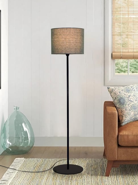 Homesake Modern Living Room Traditional Farmhouse Boho Gray Floor Lamp with Linen Shade