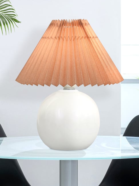 Homesake Classic White Ceramic Desk Lamp with Black Jute Pleated Shade