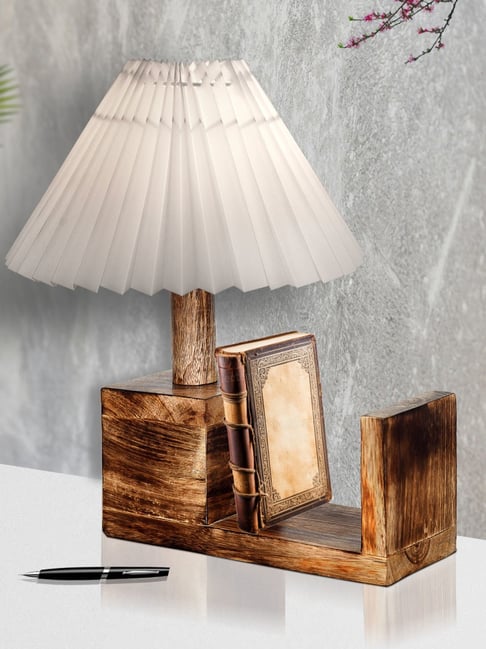 Homesake White Wood Book Shelf Table Lamp
