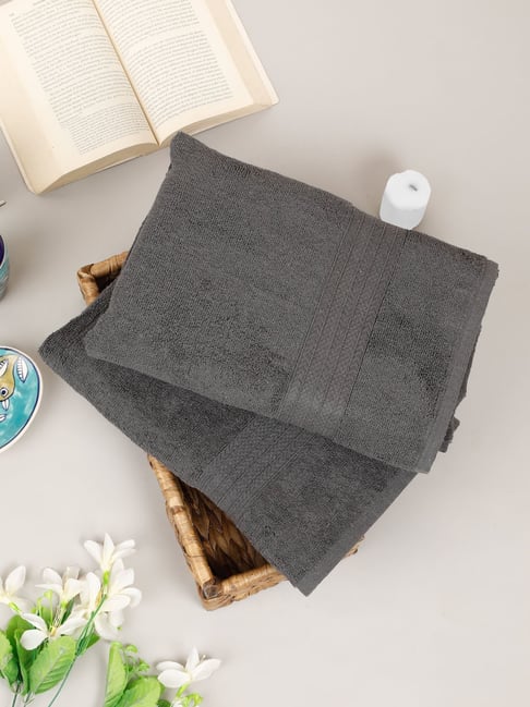 Creeva Classic Grey Cotton Solid Bath Towel