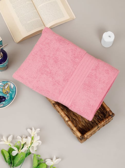 Creeva Classic Pink Cotton Solid Bath Towel