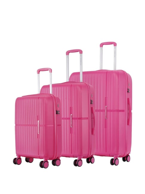 Nasher Miles Springfield Pink 8 Wheels Large Hard Cabin Trolley Bag Set of 3-picture-27