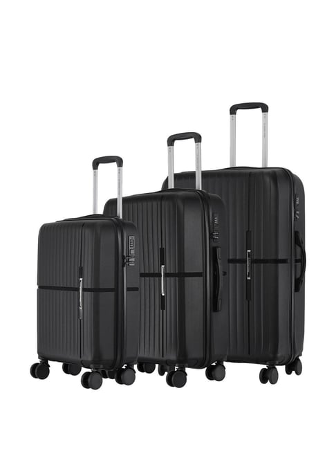 Nasher Miles Springfield Black 8 Wheels Large Hard Cabin Trolley Bag Set of 3-picture-29