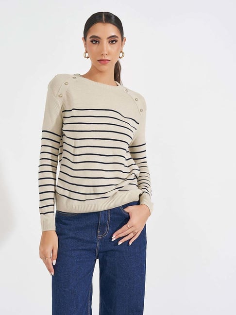 Styli Beige Striped Sweater-picture-15