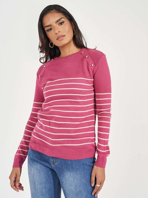 Styli Pink Striped Sweater-picture-45