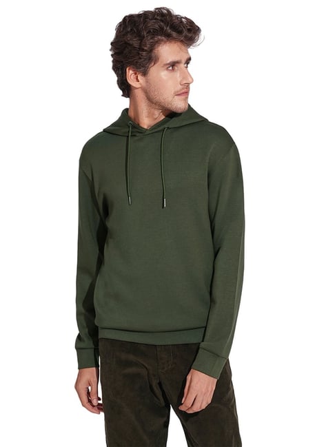 Selected Homme Green Regular Fit Hooded Sweatshirt-picture-35