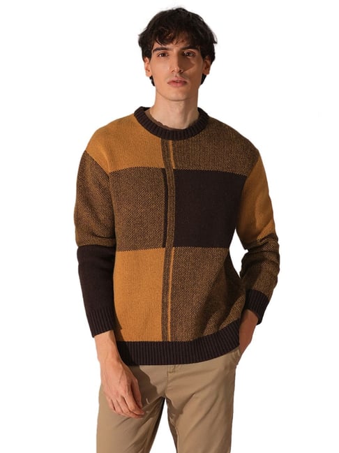 Selected Homme Brown Regular Fit Colour Block Pullover-picture-46