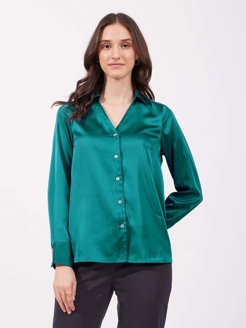 Fablestreet Green Plain Shirt-picture-42