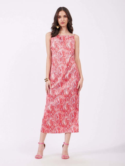 Fablestreet Red Printed A-Line Dress-picture-27