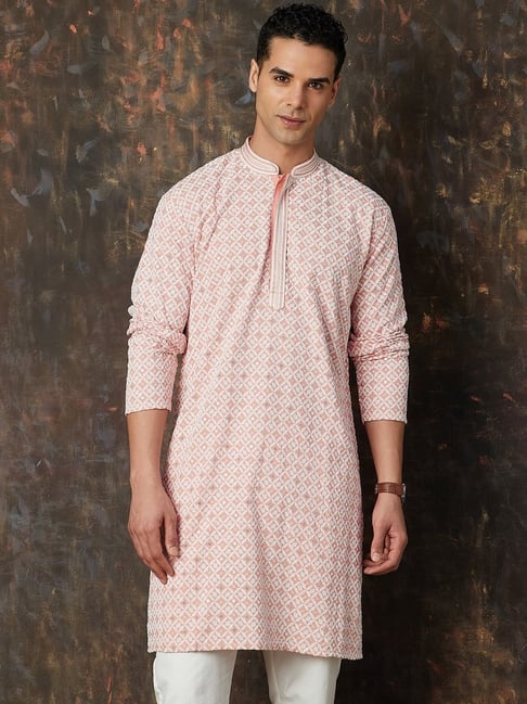 Melange By Lifestyle Pink Regular Fit Embroidered Kurta