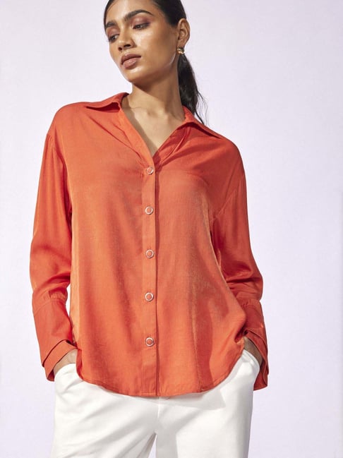 The Label Life Orange Plain Shirt