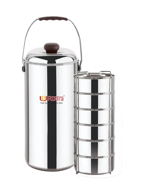 Rudra Silver Insulated Tiffin Box with Stainless Steel Containers Leak  Prooof (600 ml)
