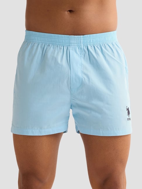 U.S. Polo Assn. Blue Cotton Regular Fit Logo Boxers