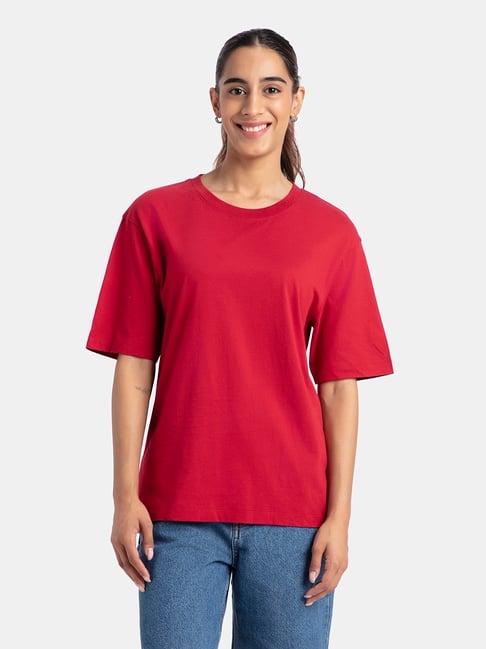 Jockey Red Regular fit Solid T-shirt
