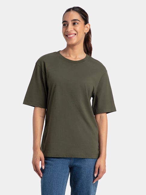 Jockey A156 Women's Super Combed Cotton Oversized T-Shirt with Drop Shoulder Styling