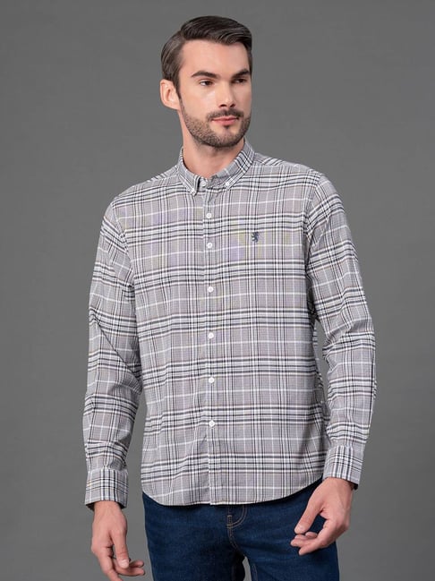 Red Tape Dark Blue Cotton Polyblend Checks Regular Fit Casual Shirt-picture-26