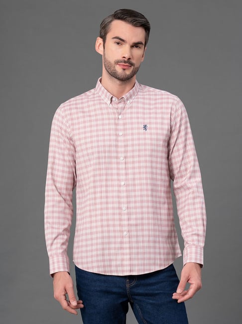 Red Tape Pink Cotton Polyblend Checks Regular Fit Casual Shirt-picture-40