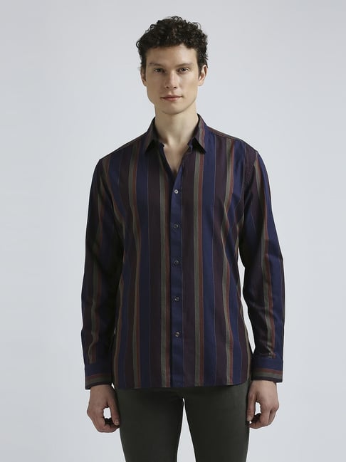 Pepe Jeans Navy Cotton Regular Fit Striped Shirt-picture-31