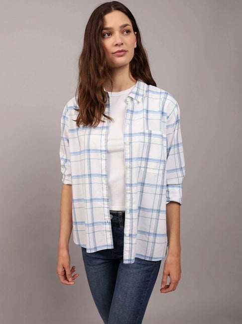 American Eagle Outfitters White Chequered Shirt-picture-40