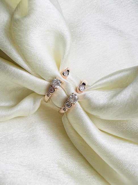 Arte Jewels 925 Sterling Silver Cz Stone Rose Gold Toe Ring For Women-picture-19