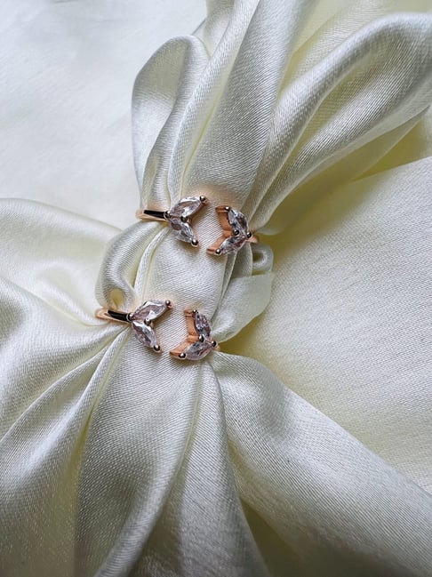 Arte Jewels 925 Sterling Silver Cz Stone Rose Gold Toe Ring For Women-picture-21