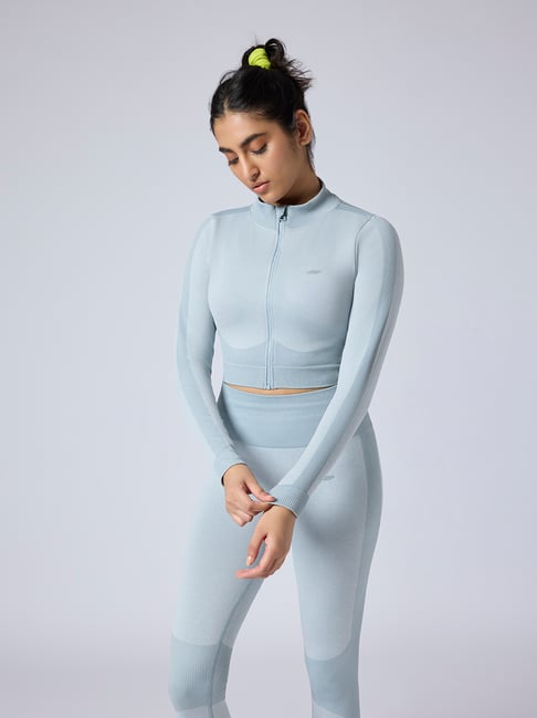 Feier Blue Slim Fit Cropped Jacket