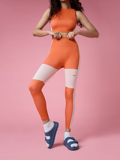 Feier Orange Color-Block Tights-picture-36