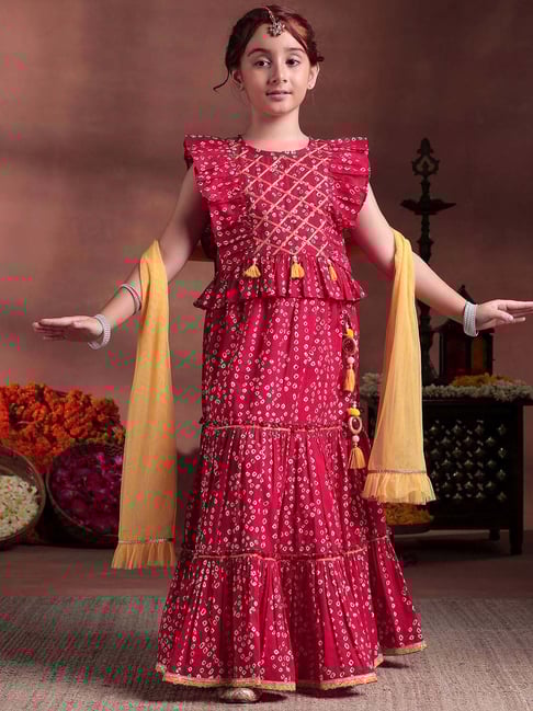 Libas Kids Girls Red Cotton Printed Lehenga Choli-picture-15