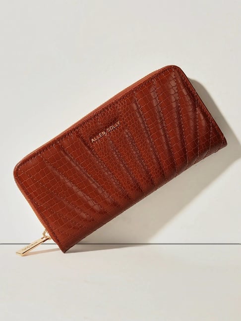 Buy Allen Solly Brown Casual Leather Zip Around Wallet For Women