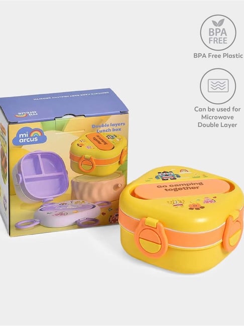 Buy MiArcus Yellow Polypropylene Food Fun Double Layer Lunch Box